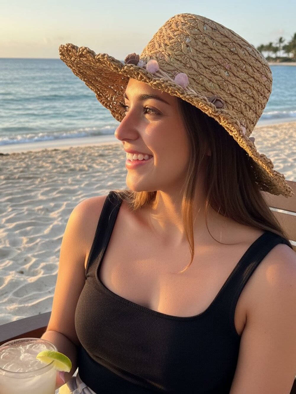 Summer Straw-style Sunhat with Wide Brim, 100% Cotton, Soft but Retains Shape - Picture 3 of 5